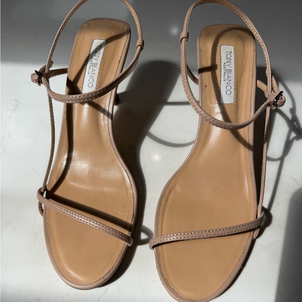 Tony Biiano Nude/Tan Minimalist Strap Sandals